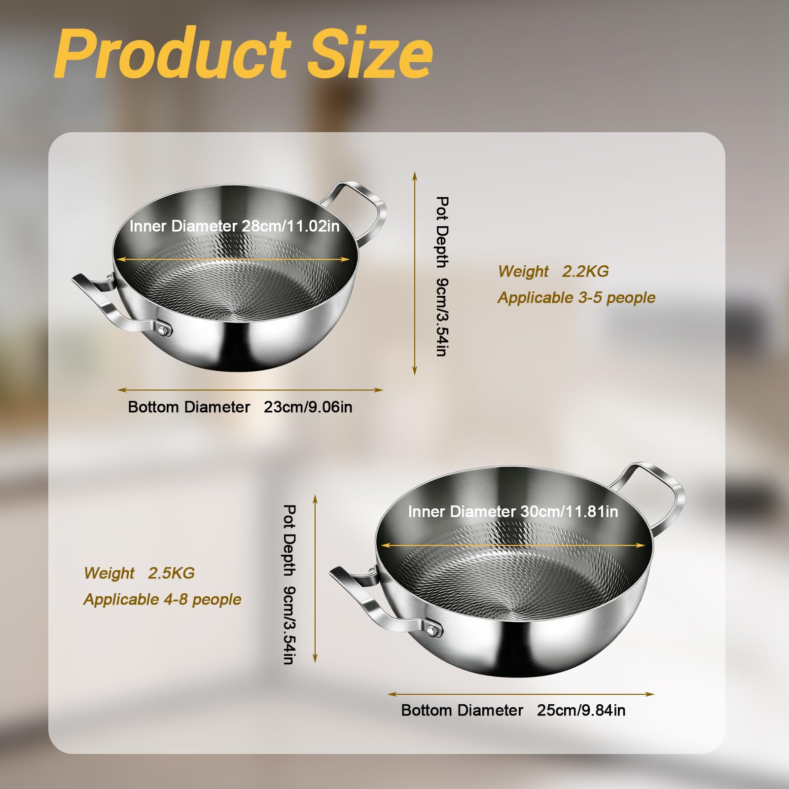 Sartén de titanio honda con tapa,olla sopera de titanio martillado 28 cm | mango doble, plano, revestimiento antiadherente, sartén con borde alto, compatible con inducción y todos los tipos de cocina