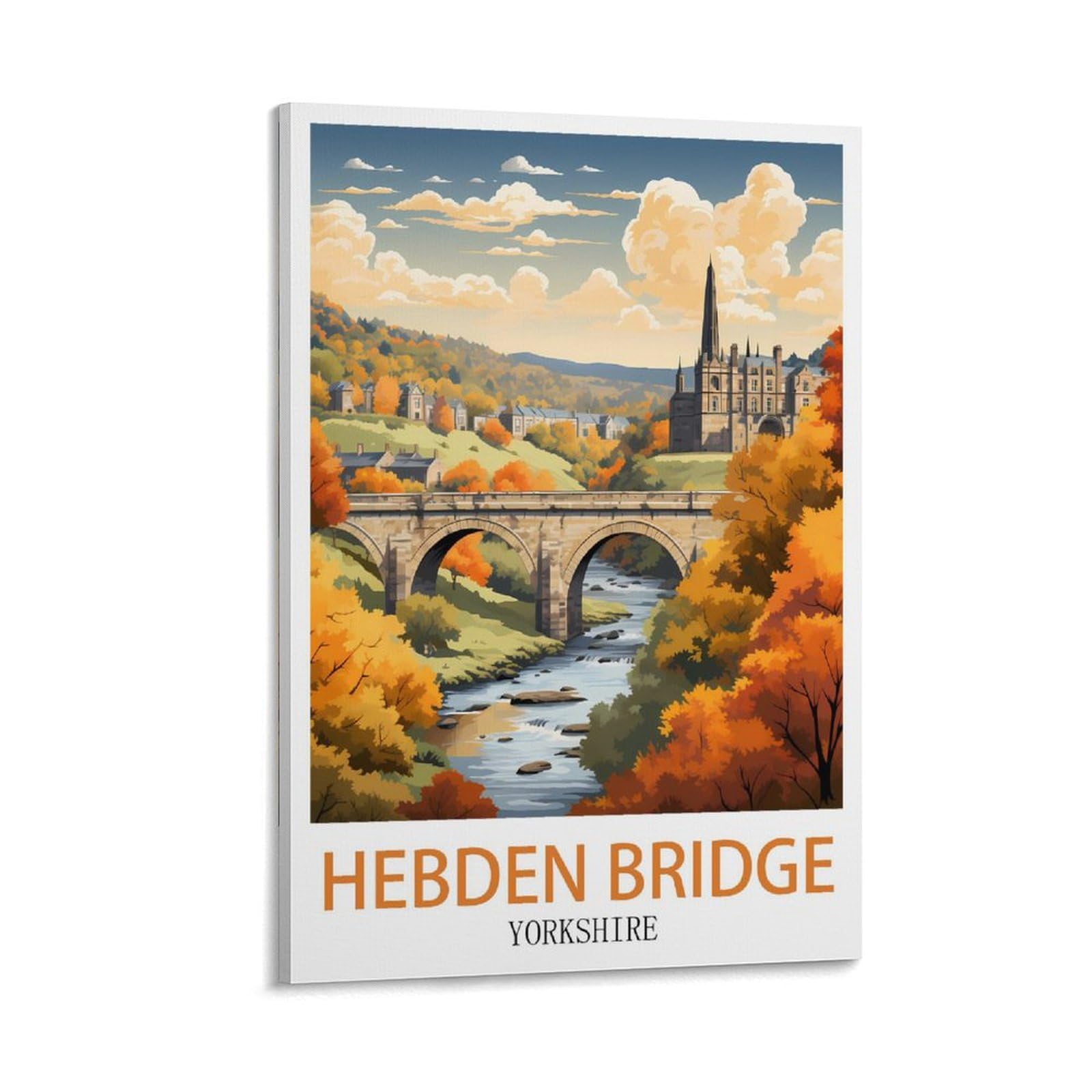 LNHZGNJNH Hebden Bridge Yorkshire Vintage Travel Posters 08x12inch(20x30cm) Canvas Wall Art Wall Print Painting Decor Living Room Bedroom Decor