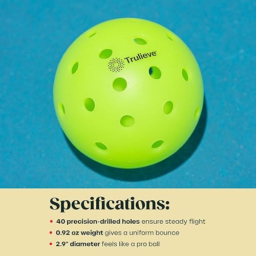 Miniatura 4 de Juego de 4 bolas de pickleball para exteriores, diseño moldeado rotacional de 40 agujeros, peso de 0.92 onzas para un rebote consistente, resistente