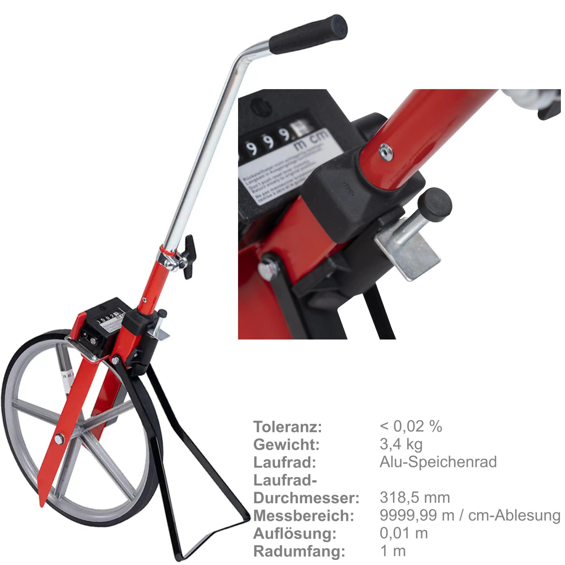 PROFI MESSRAD EICHFÄHIG MIT CM ABLESUNG PLUS TRAGETASCHE Rolltacho Laufrad Baumessrad Vermessungsrad Meßrad Nestle Straßenmessrad Baustellenmessrad Rollrad Speichenrad Rolltachos Laufmessrad