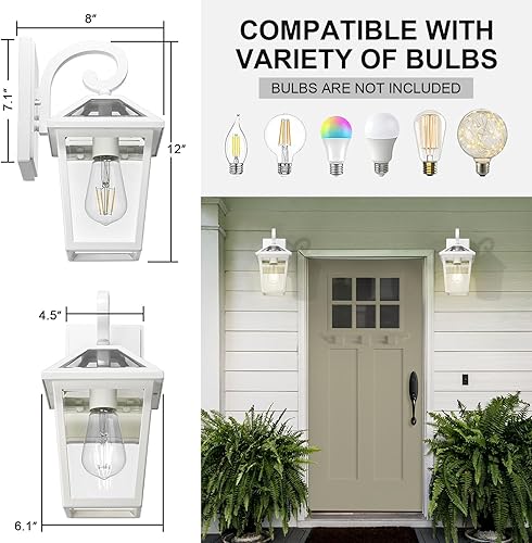 Miniatura 50 de Lámparas de pared para exteriores, faroles de pared exterior impermeables con vidrio, apliques de pared exterior, luces de porche delantero