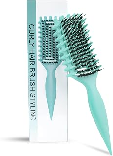 GTWRMXT Curly Hair Brush - Vented Curl Defining Detangler Reduces Frizz, Shapes & Styles Waves Coils Wet Dry All Hair Types (Green)