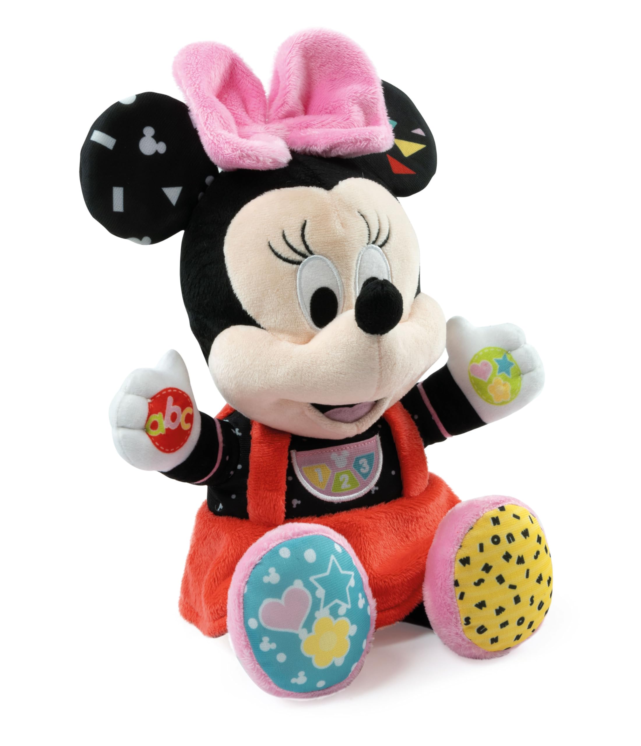 Clementoni Disney Baby Baby Minnie Gioca e Impara, Peluche e Gioco Educativo Interattivo per Bambini 6+ Mesi, Canta Filastrocche per Insegnare l'Alfabeto, Numeri e Colori, Lingua Italiana, 17304