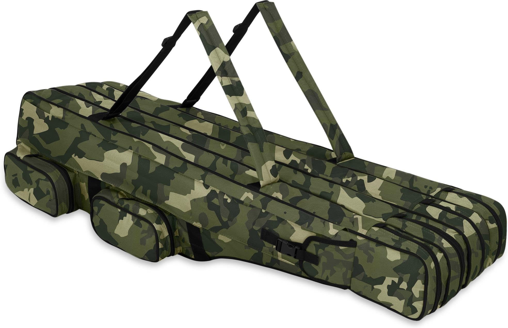 normani XXL Angelrutentasche Rutentasche mit 4 Rutenfächern für 8 Ruten - Angeltasche Kescher und Rutenhalter - Rutenfutteral -125cm -150cm -160cm -170cm -190cm