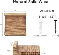 Vista 3 de Estantes flotantes pequeños, repisas de exhibición, juego de 6 mini estantes, estante de madera rústica para dormitorio, sala de estar, cocina