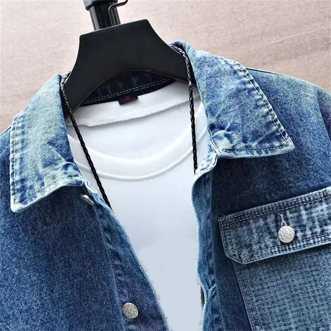 Men's Spring Denim Working Jacket Top Shirt Baseball Style Winter Casual Outerwear