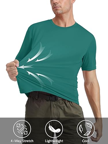 Miniatura 3 de MAGCOMSEN Camiseta de manga corta UPF 50+ para hombre, de secado rápido, protección contra erupciones, atlética, para correr, natación, camisetas
