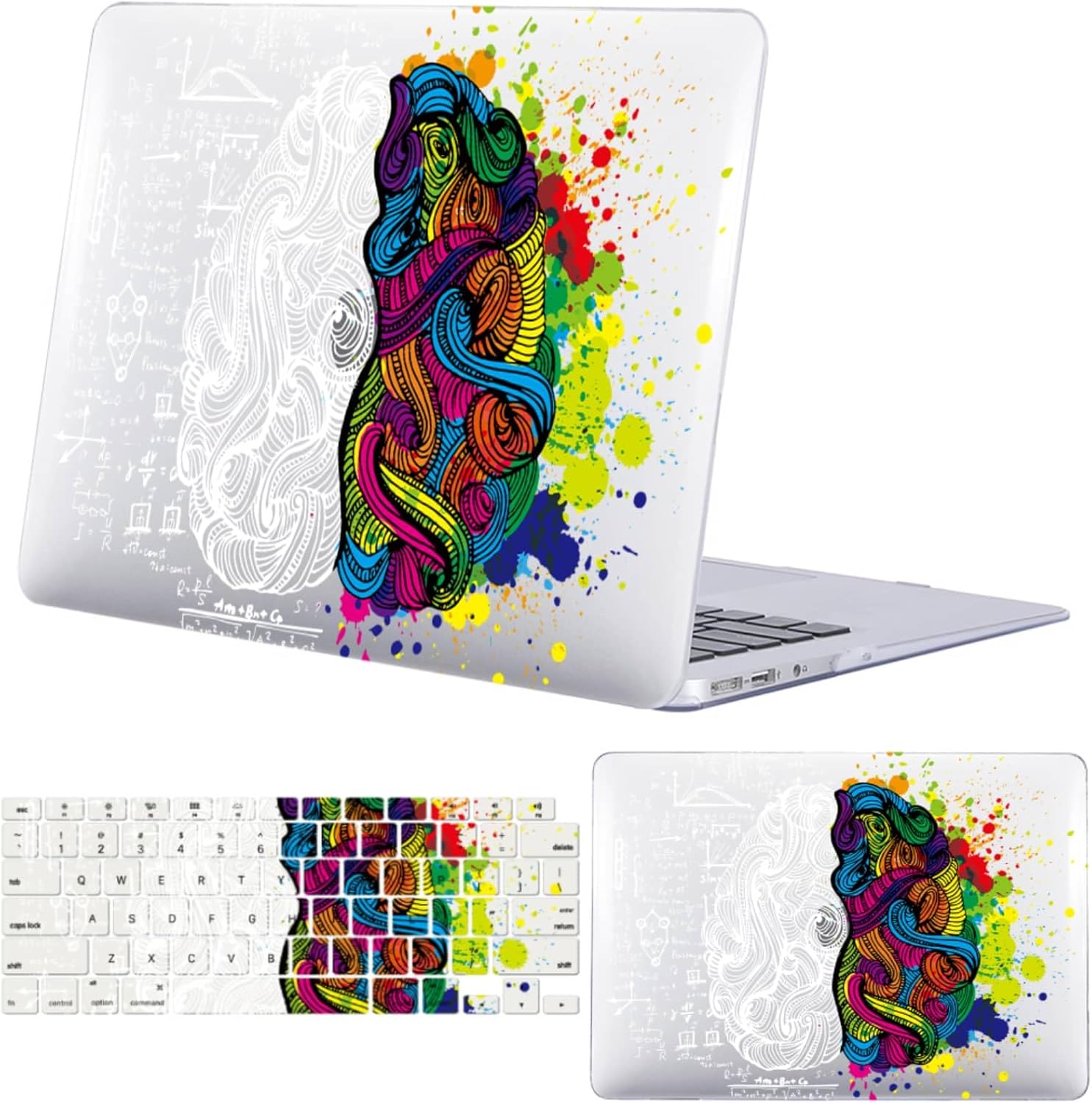 Computer Case Compatible with MacBook Pro 13 inch Cover 2012 2011 2010 2009 2008 Release A1278 with CD-ROM, Graphic Plastic Laptop Shell with Keyboard Cover Skin, Math Brain