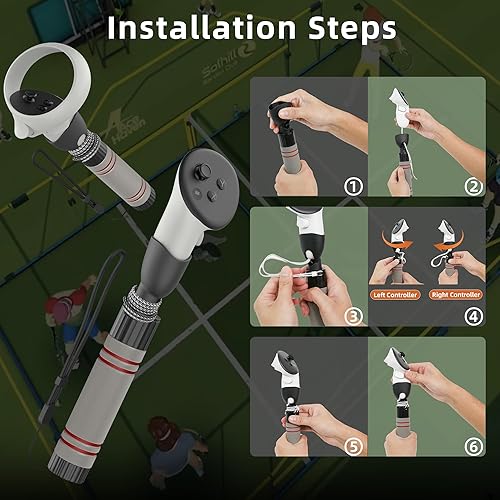 Miniatura 6 de IGRL Handle Attachments Compatible with Meta Quest 3 Oculus Quest 2 Controller Accessories, Dual Handles Extension Grips for VRMR Games Golf Club,