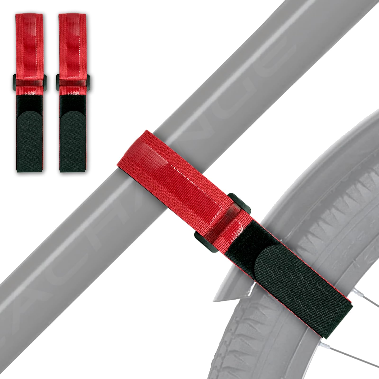Heavy Duty Stitch Bike Straps for Rack, Premium 2PCS Adjustable Bike Rack Straps with Anti-Slip Gel Grip, Hook and Loop Bicycle Wheel Stabilizer Strap for Transportation and Storage