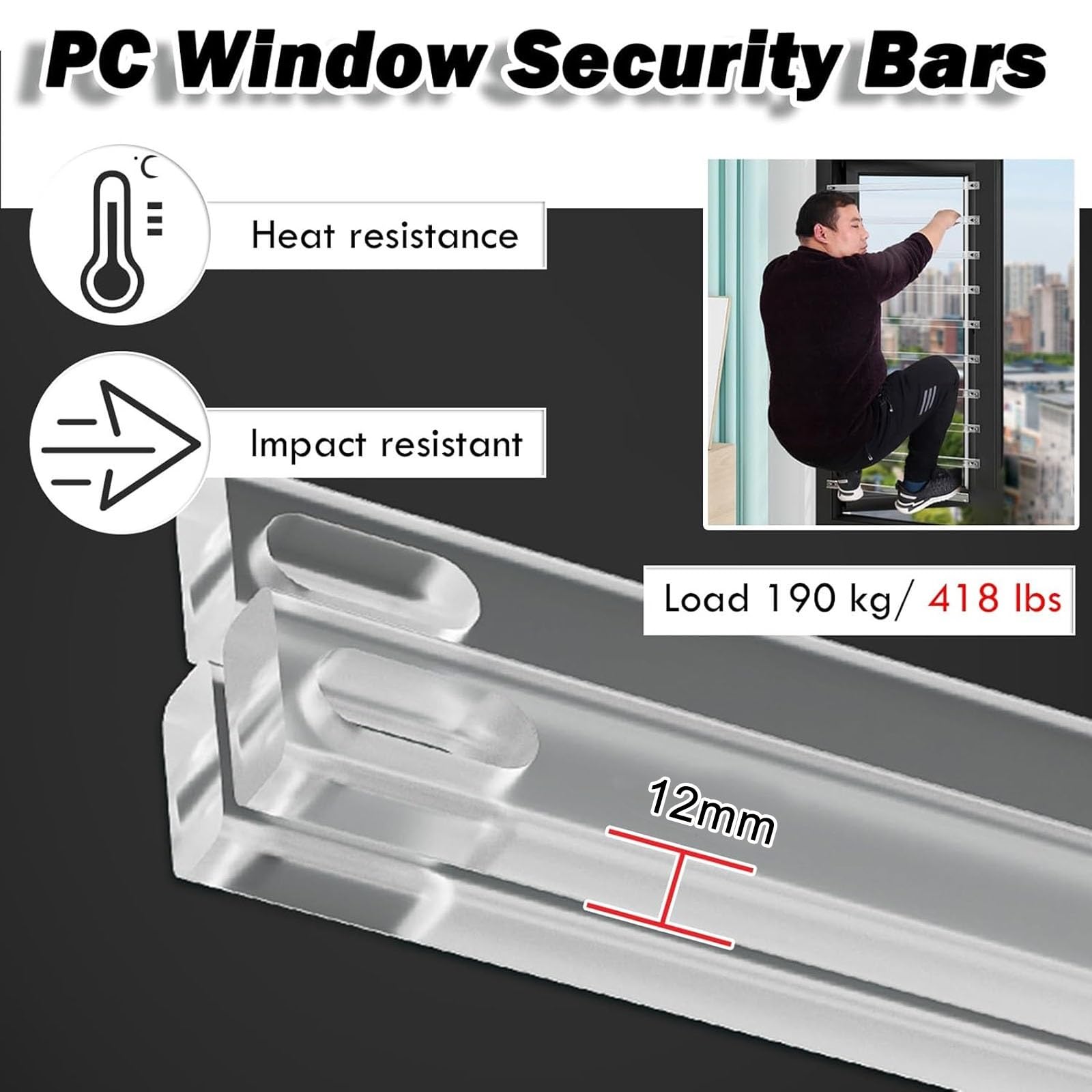 Barandilla De Red De Seguridad For Ventanas | Installazione Orizzontale/verticale, Spaziatura Regolabile, Capacità Di Carico Di 80 Kg, For Camera Da Letto(8 Pack,45cm)