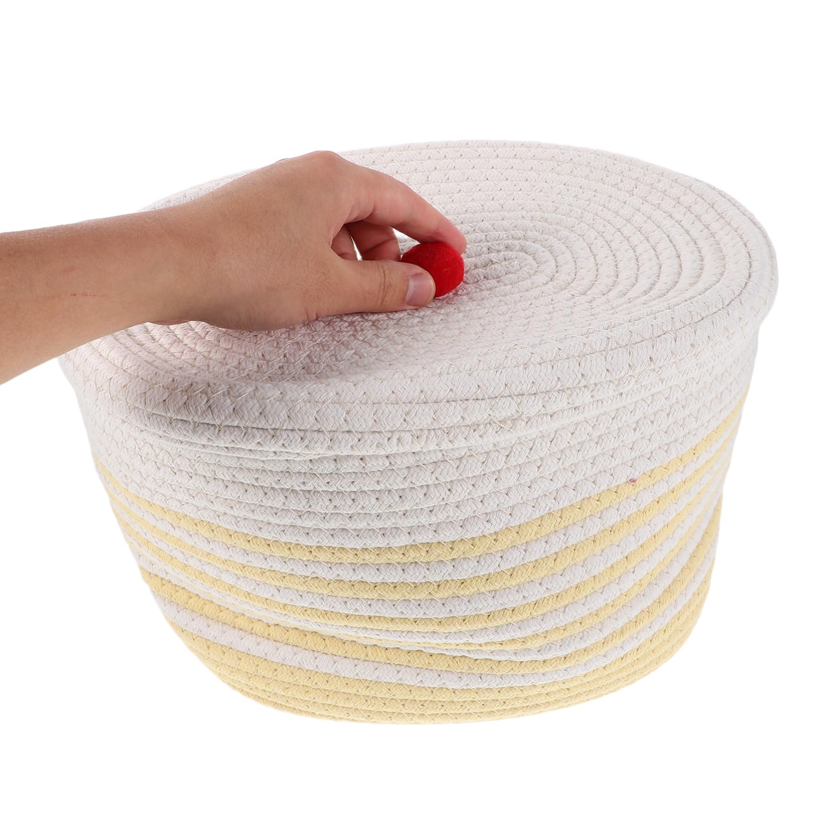 Cesta Porta Oggetti Intrecciata con Coperchio in Cotone a Forma di Cane