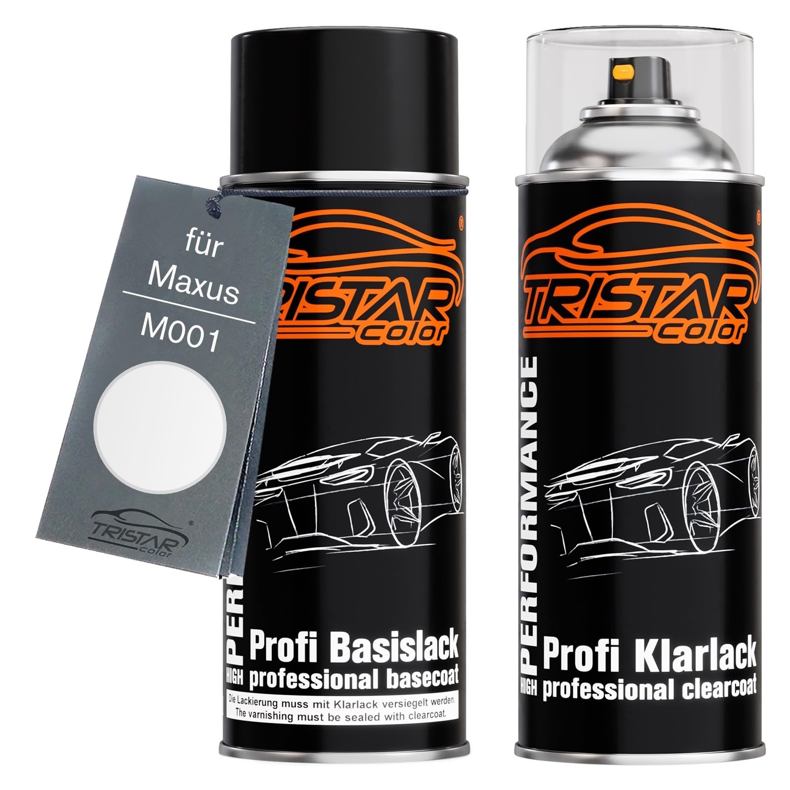 TRISTARcolor Car paint Spray can set for Maxus M001 White Solid Base coat clear coat spray can 400ml