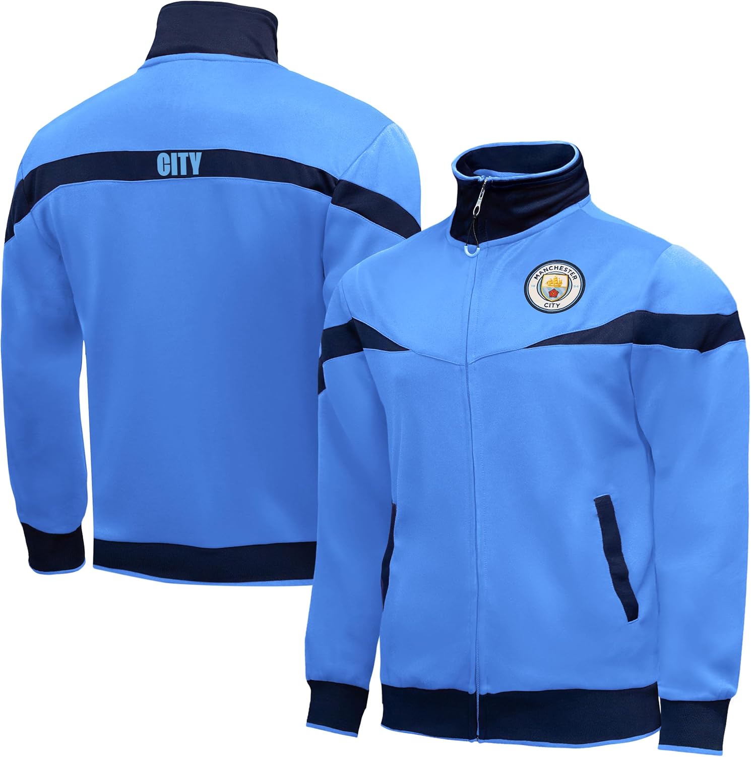 Icon Sports English Soccer Unisex Kids Icon Sports Officially Licensed Manchester City Fc Track Jacket - Unisex Kids - Image 2