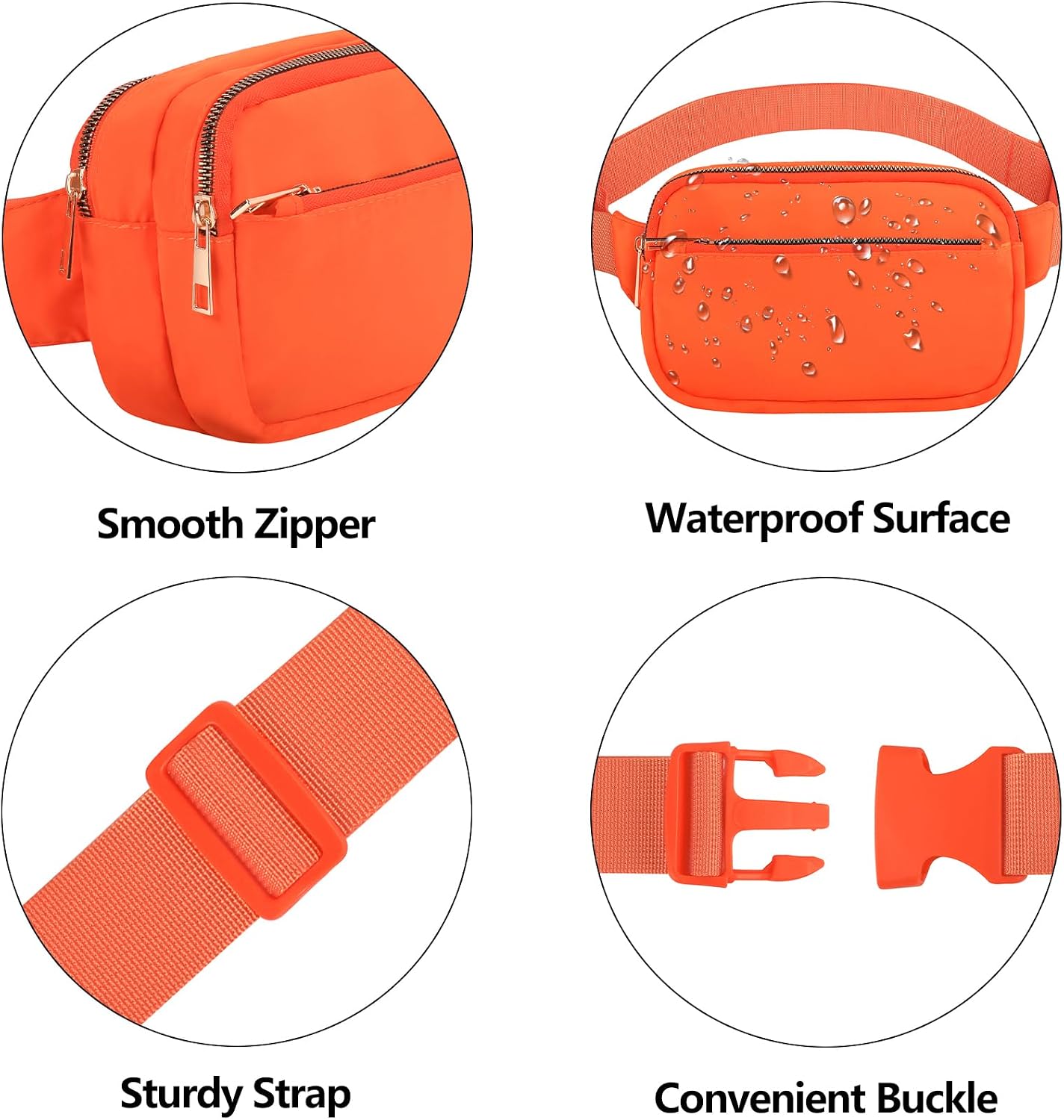 Fashion Fanny Bag-Waist Pack With Adjustable Belt Bag-Unisex Crossbody Pack For Travel Running Hiking-Orange