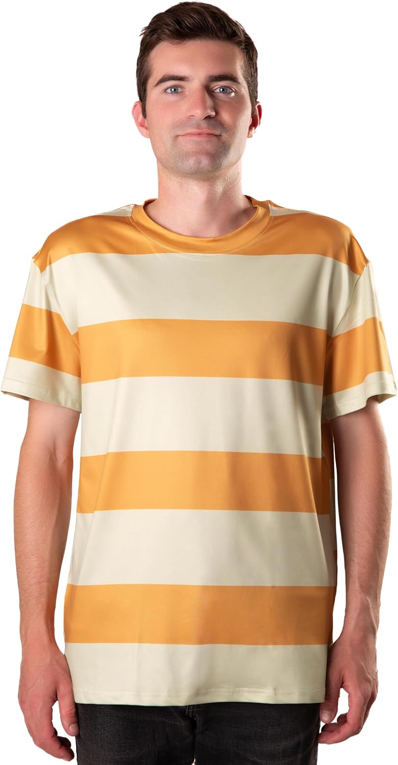 Mens Orange White Beige Striped Shirt Adult Womens Women Men Cosplay T Shirts Outfits Halloween Costumes