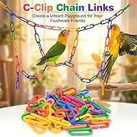 Vista 3 de Sukh 250pcs Plastic C Clips Hooks Chain Links - Interchangeable Rainbow C-Links for Pet Parrot Parakeets Rat Sugar Glider Small Bird Cage Toys