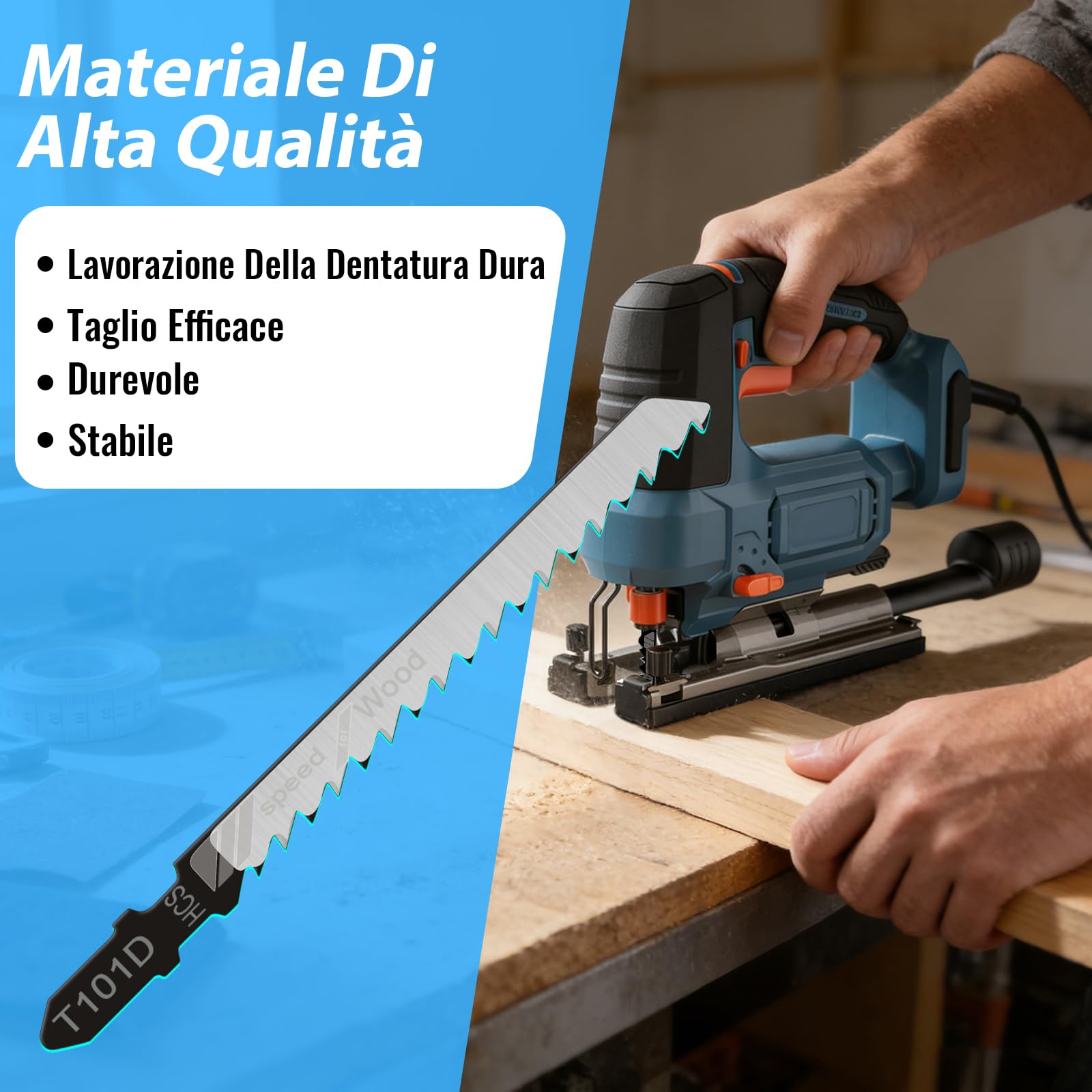 Set di 60 Lame per Seghetto Alternativo Universali | Lame per Seghetto Elettrico a Stelo T in Acciaio ad Alto Tenore di Carbonio per Tagli Precisi su Legno, Plastica e Metallo