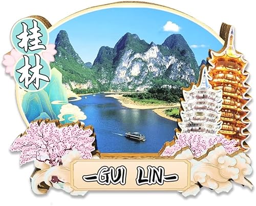 China Guilin - Imán de nevera, imán de madera 3D, monumentos coleccionables, decoración hecha a mano