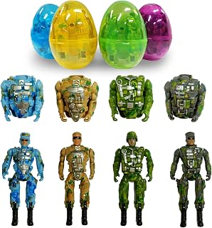 4 Pcs Jumbo Deformation Soldier Toy Easter Eggs, with Toys Inside Easter Gifts Easter Basket Stuffers Fillers for Kids Boys Girls