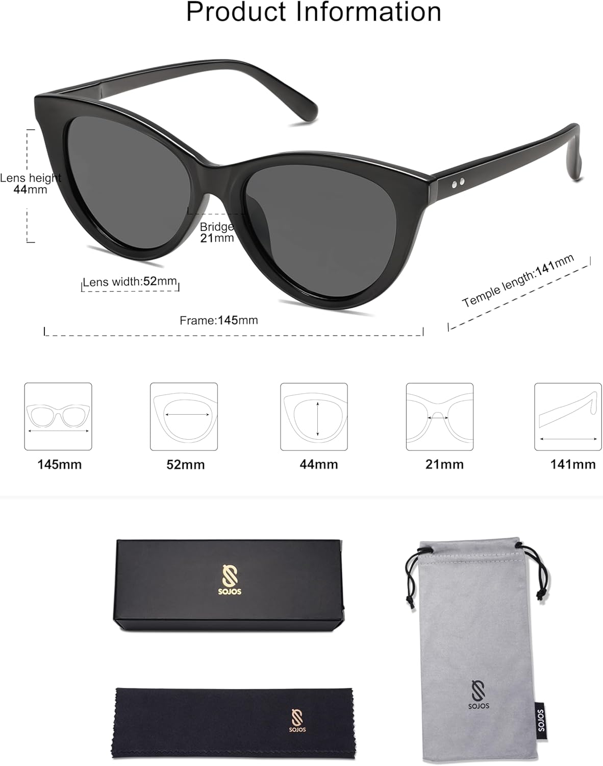 SOJOS Trendy Polarized Sunglasses for Women,Retro Cat Eye Womens Sun Glasses SJ2221 - Image 5