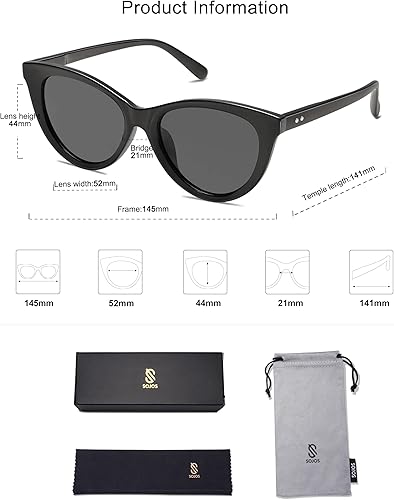 Vista 16 de SOJOS Trendy Polarized Sunglasses for Women,Retro Cat Eye Womens Sun Glasses SJ2221