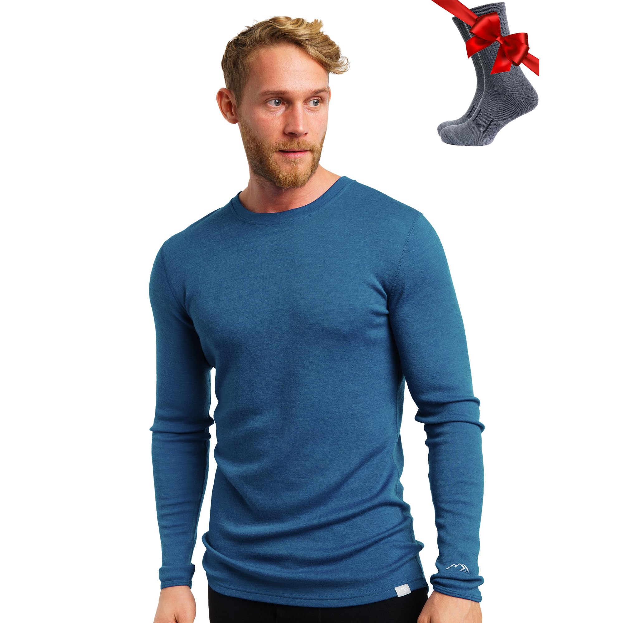 Merino.tech Merino Wool Base Layer - Mens 100% Merino Wool Long Sleeve Thermal Shirts Heavyweight, Midweight, Lite with Socks — view 38