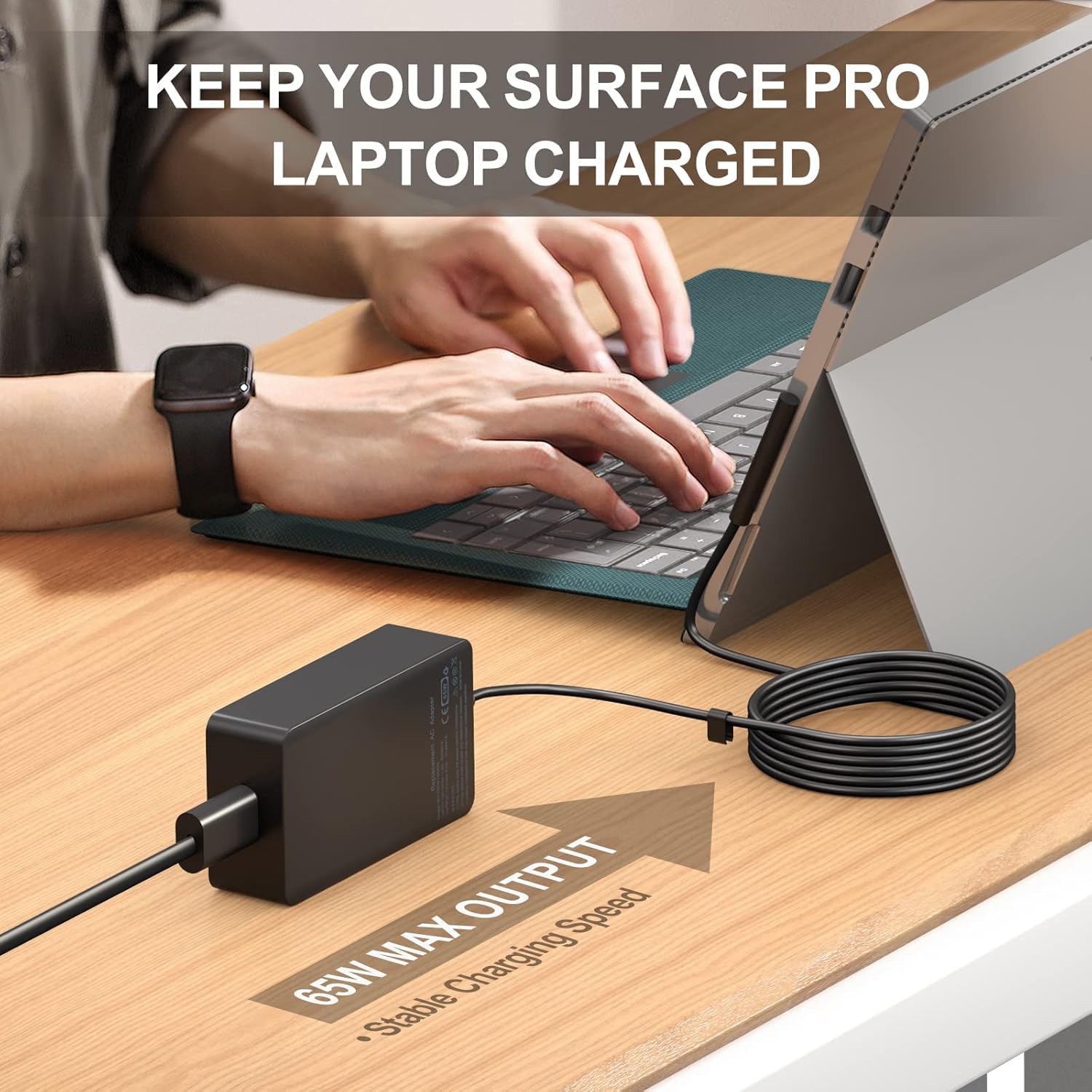 65 W Surface Pro Laptop-Ladegerät für Microsoft Surface Pro 11,10, 9, 8, 7+, 7, 6, 5 Surface Laptop 5 Studio 4 Go 3 2, Surface Book 3 2 1, Surface Go Tablet, unterstützt 36 W, 44 W