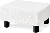 Vista 10 de BRIAN & DANY Taburete pequeño para pies, taburetes de lino con patas, reposapiés pequeño estable para sala de estar, beige