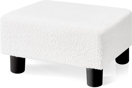 Miniatura 10 de BRIAN & DANY Taburete pequeño para pies, taburetes de cuero para pies con patas, taburete pequeño estable para sala de estar, marrón marrón,