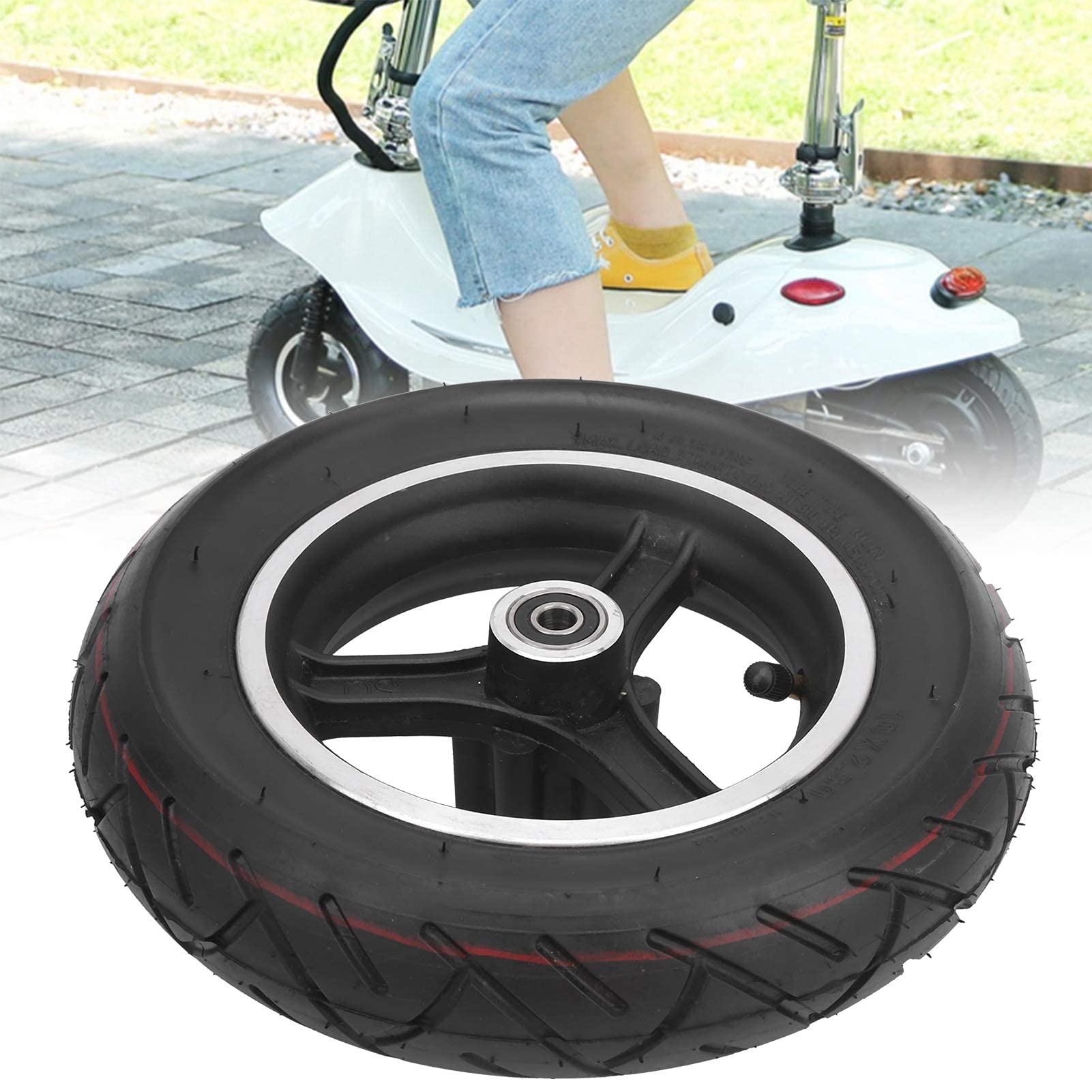 Pneu de scooter ¨¦lectrique 10x2.5 pouces pneu de roue Ebike avec roues de remplacement de moyeu de roue pour Ebike