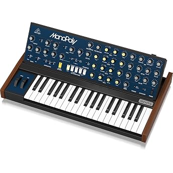 Behringer MONOPOLY Analog 4-Voice Polyphonic Synthesizer with 37 Full Size Keys, 4 VCOs, VCF, 2 LFOs, 2 Envelopes, Sync and C