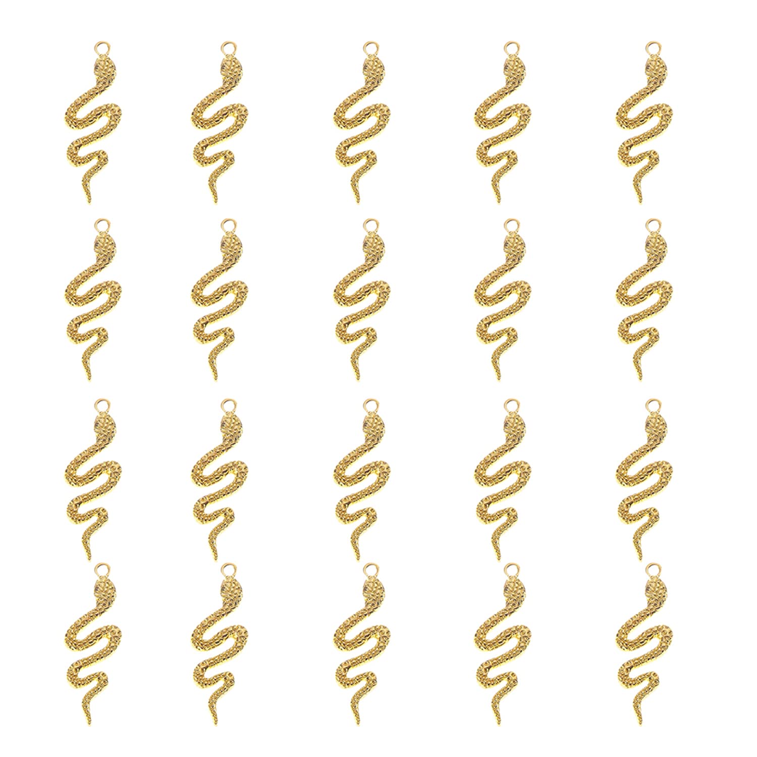 YUNXIYUNXI 20PCS Snake-Shape Charms Pendants Accessory Mixed Smooth Metal Charms for DIY Jewelry Making and Crafting, Ancient Silver
