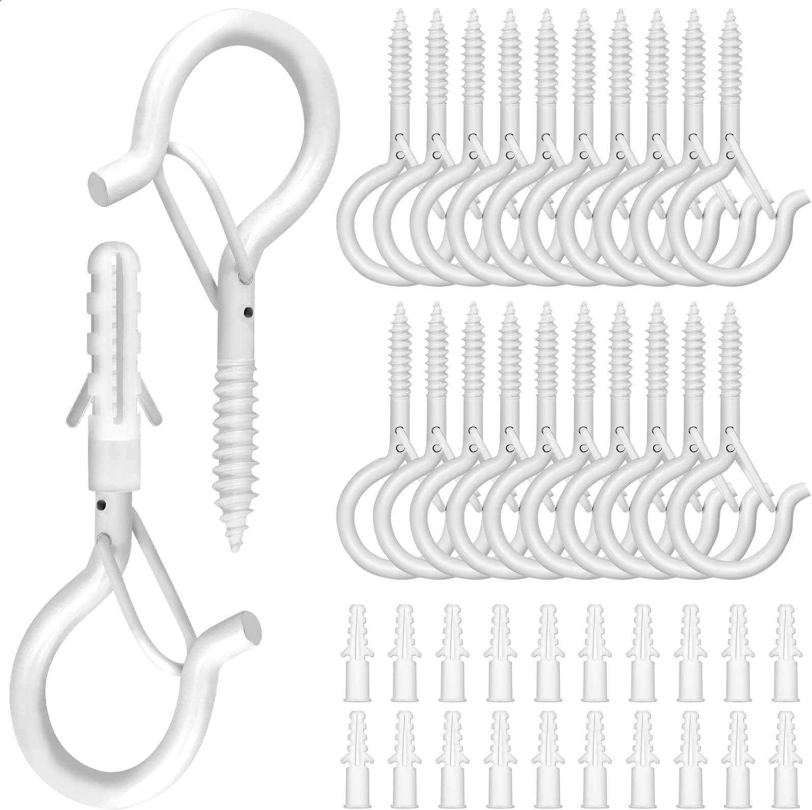20PCS Screw in Hooks for Hanging, 2.2inch White Screw Hooks/Cup Hooks ...