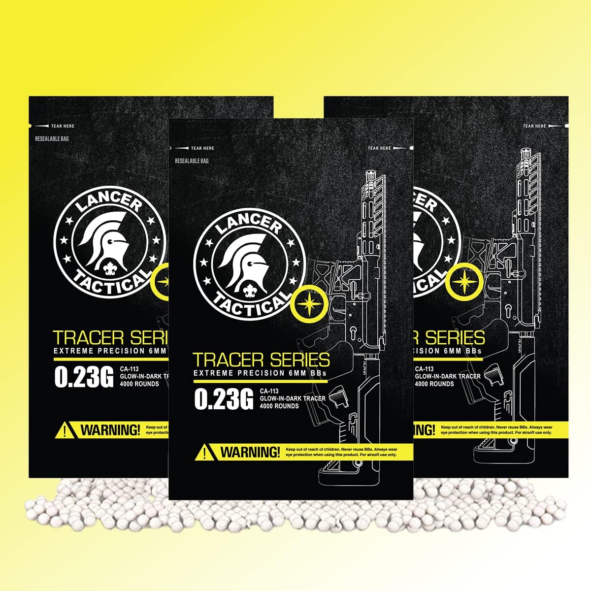 Lancer Tactical Pro Series 4000 Round Airsoft Tracer BBS 0.23gX3