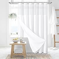 Vista 45 de Dynamene Cortina de Ducha Larga de Tela Blanca - Cortinas de Ducha de Tela de Nido de Abeja Texturizadas y Resistente para Baño, 256GSM Juego Grande
