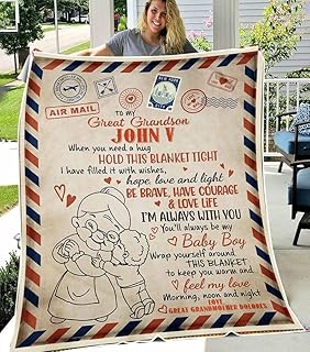 Personalized to My Great Grandson Blanket with Name - Letter Blanket for Great Grandson - Love Letter for Great Grandson - Gift for Great Grandson from Great Grandma on Christmas Birthday
