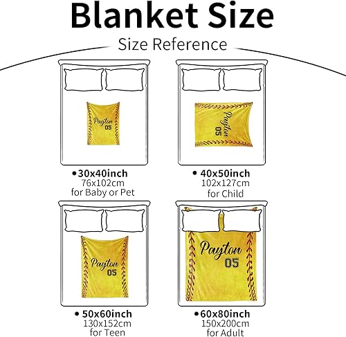 Miniatura 3 de Dyoart Manta personalizada de sóftbol para niños con Naumber y nombre, manta deportiva personalizada para cama de 0 a 3 meses, esencial para bebés,