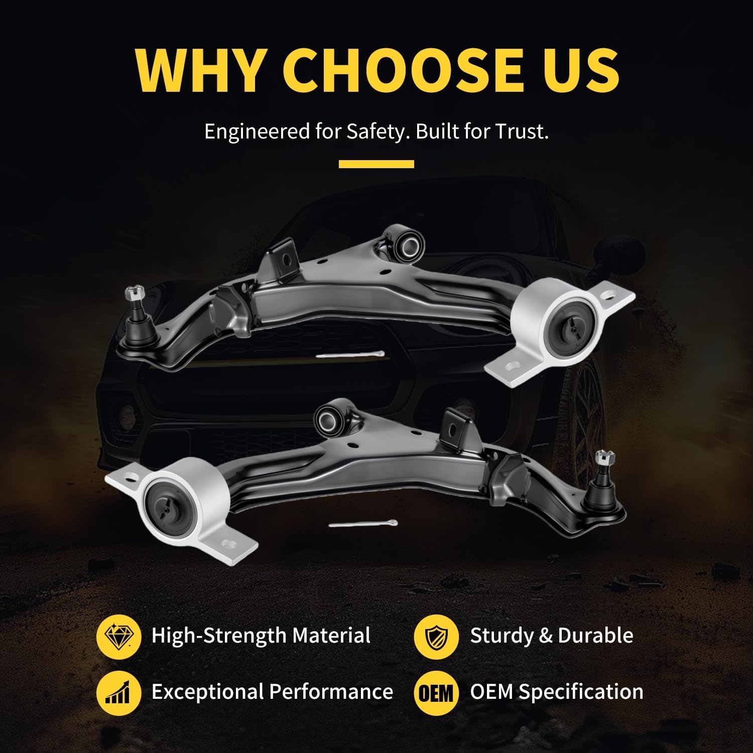 Front Lower Control Arm w/Ball Joint Fit for Infiniti I30 2000-2001 3.0L, I35 2002-2004 3.5L, for Nissan Maxima 2000-2003 K620354 K620355-2 Set Suspension Kit