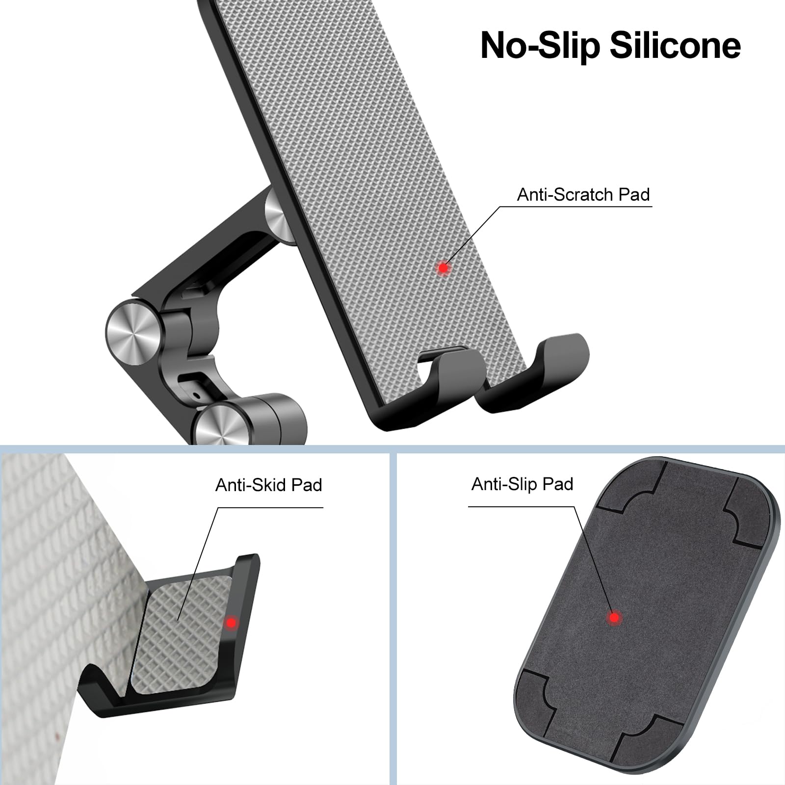 OCYCLONE Phone Stand for Desk, Foldable Cell Phone Stand Holder, Black — Amazon image 2