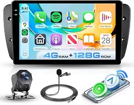 Hodozzy 4+128G Android Car Radio for Seat Ibiza 2009-2013 Wireless Carplay | Android Auto, Incell Touch Screen 9 Inch 2 Din Car Radio with GPS Bluetooth DSP, WiFi, FM RDS, Camera