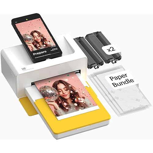 Kodak Dock Plus 4x6'' Photo Printer, 120 Sheets, Docking & Bluetooth Smartphone Printer for iPhone & Android, Instant Color Prints, 4PASS Dye Sublimation