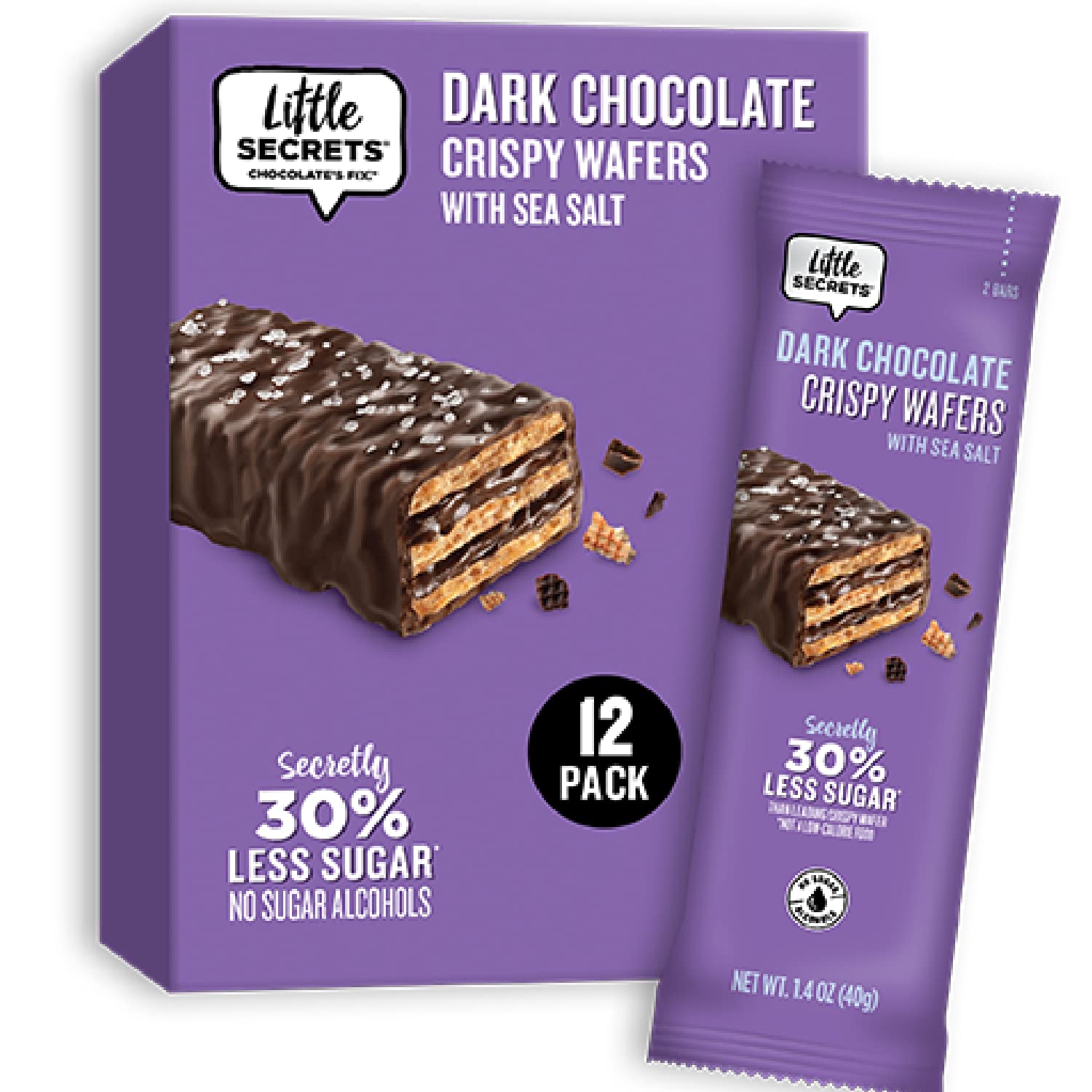 Little Secrets Dark Chocolate Crispy Wafers | 60 Minis | Made in Europe | Nothing Artificial & No Sugar Alcohols | Sustainable Cocoa | 1.4 Ounce (Pack of 12)