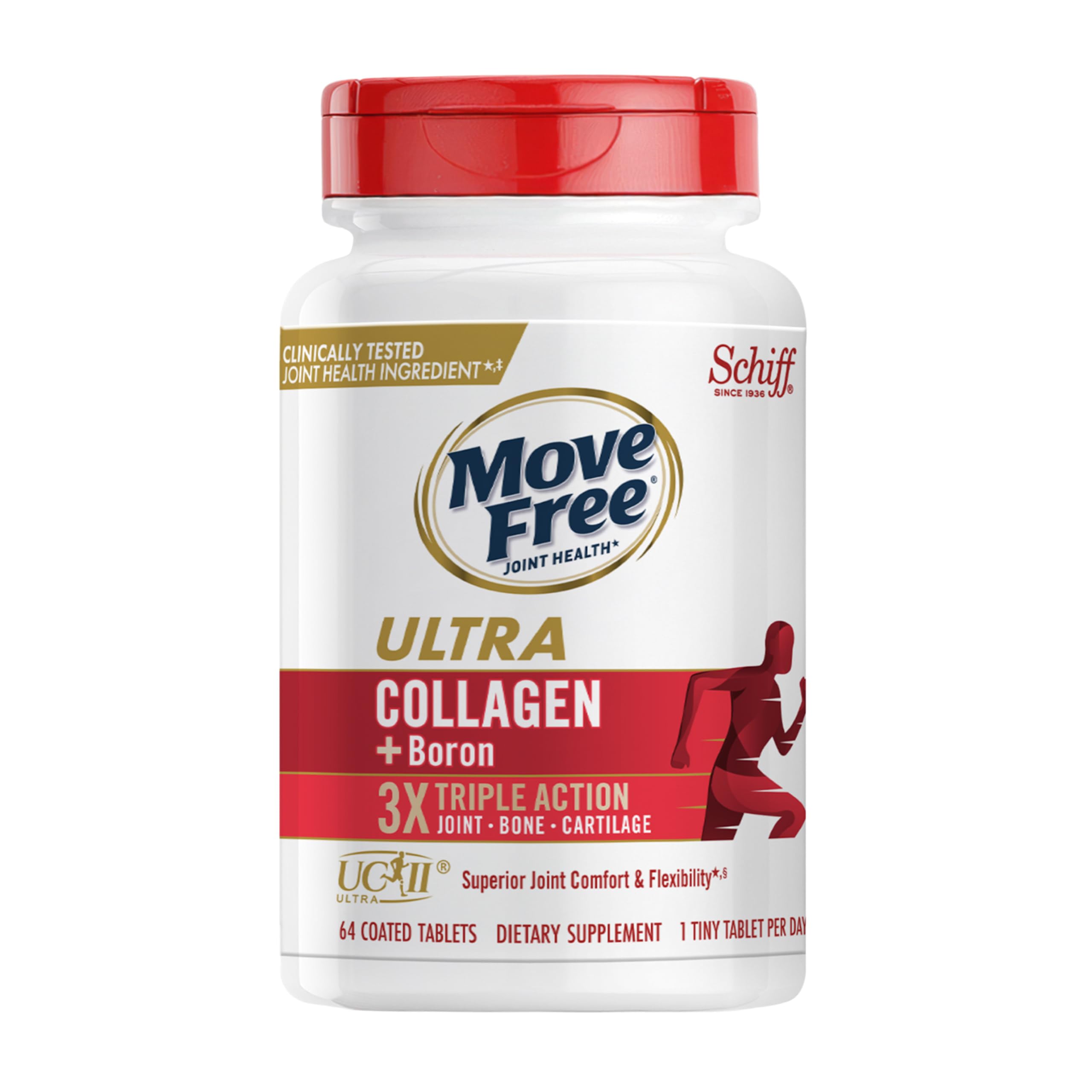 Move Free Ultra Triple Action Joint Support Supplement - Type II Collagen Boron & Hyaluronic Acid - Supports Joint Comfort, Cartiliage & Bones in 1 Tiny Pill Per Day, 64 Tablets (64 servings)* — Amazon image 15