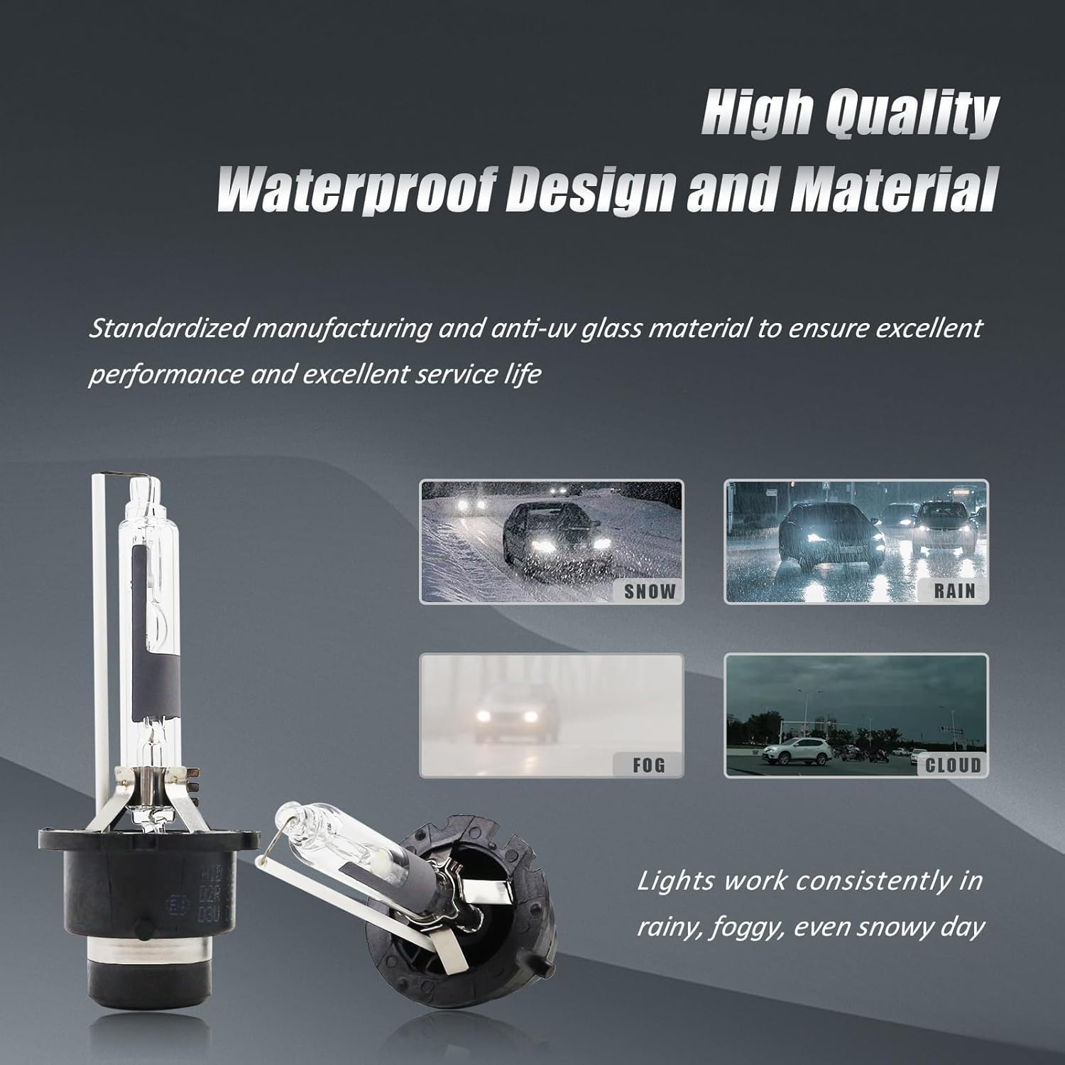 D2R Xenon HID Headlight Bulbs 6000K Cool White 35W Compatible with 2002-2009 Nissan Altima, D2R C1 Replacement Headlamps Projector Lights, Pack of 2