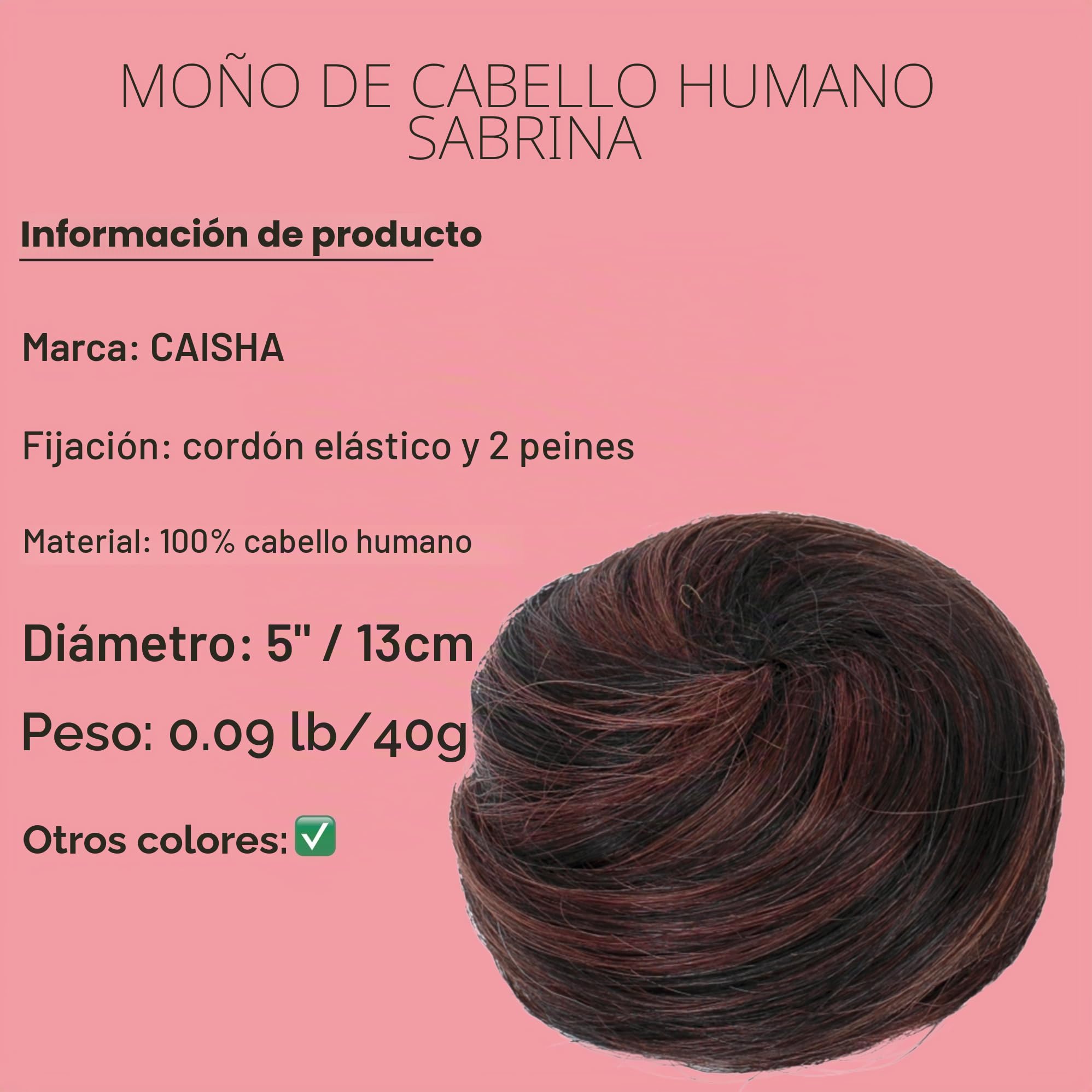 CAISHA 100% Cabello Real Moño Postizo Hepburn Moño Coletero Mezcla Marrón Oscuro H311l