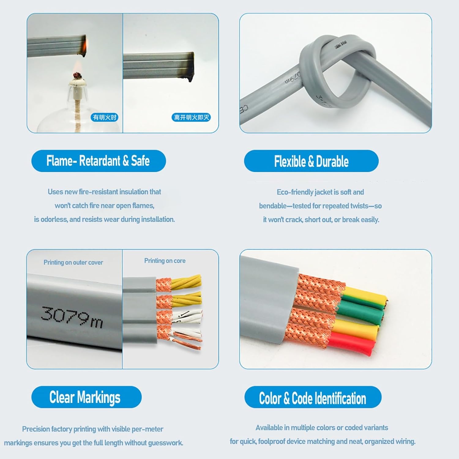 10～200フィートのTVVBPシールドフラットエレベーター＆ゲートケーブル、3芯純銅、PVC/NBR絶縁、CCC/CE認証300/ EM CET/F  3 x 14SQ 600V 架橋ポリエチレン絶縁耐燃性ポリエチレンシースケーブル / 電線ストア 中部電材(株)