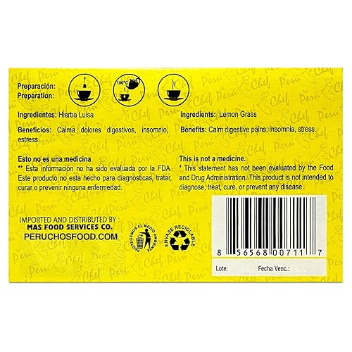 Miniatura 3 de Peruchef Te Hierba Luisa 20 Sobres Filtrantes  20 Bolsas de té de hierba de limón de Perú 071 oz