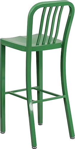 Miniatura 6 de Flash Furniture Gael - Juego de 2 taburetes de bar de metal verde de 30 pulgadas de alto para interiores y exteriores con respaldo de listones