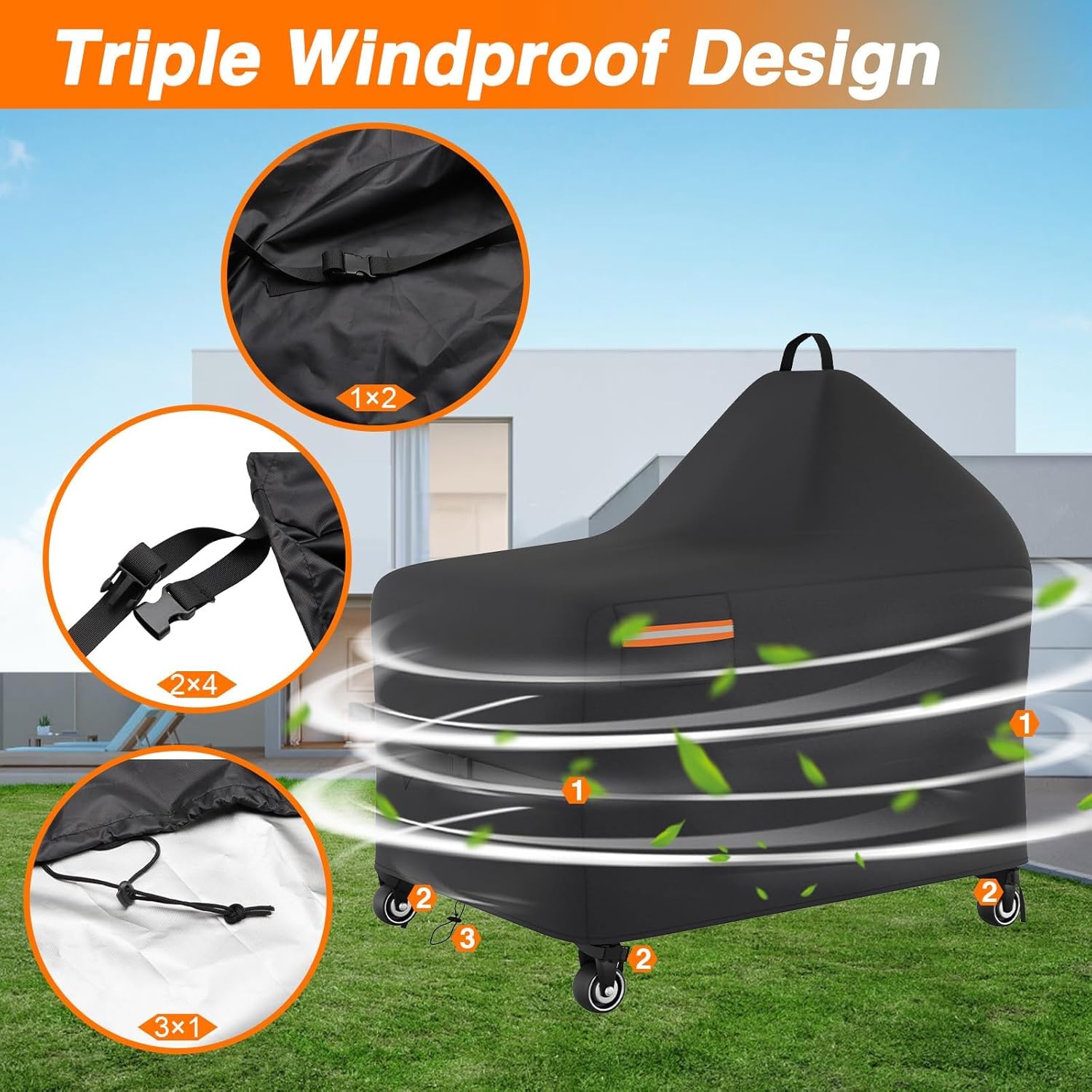 Grill Cover Fits for 60 Inch Big Green Egg Grill Table Cover, Kamado Ceramic BBQ Grill Cart Cover Fits for XL Green Egg, Waterproof Heavy Duty Outdoor Grill Cover 60" L x 30" D x 50" H